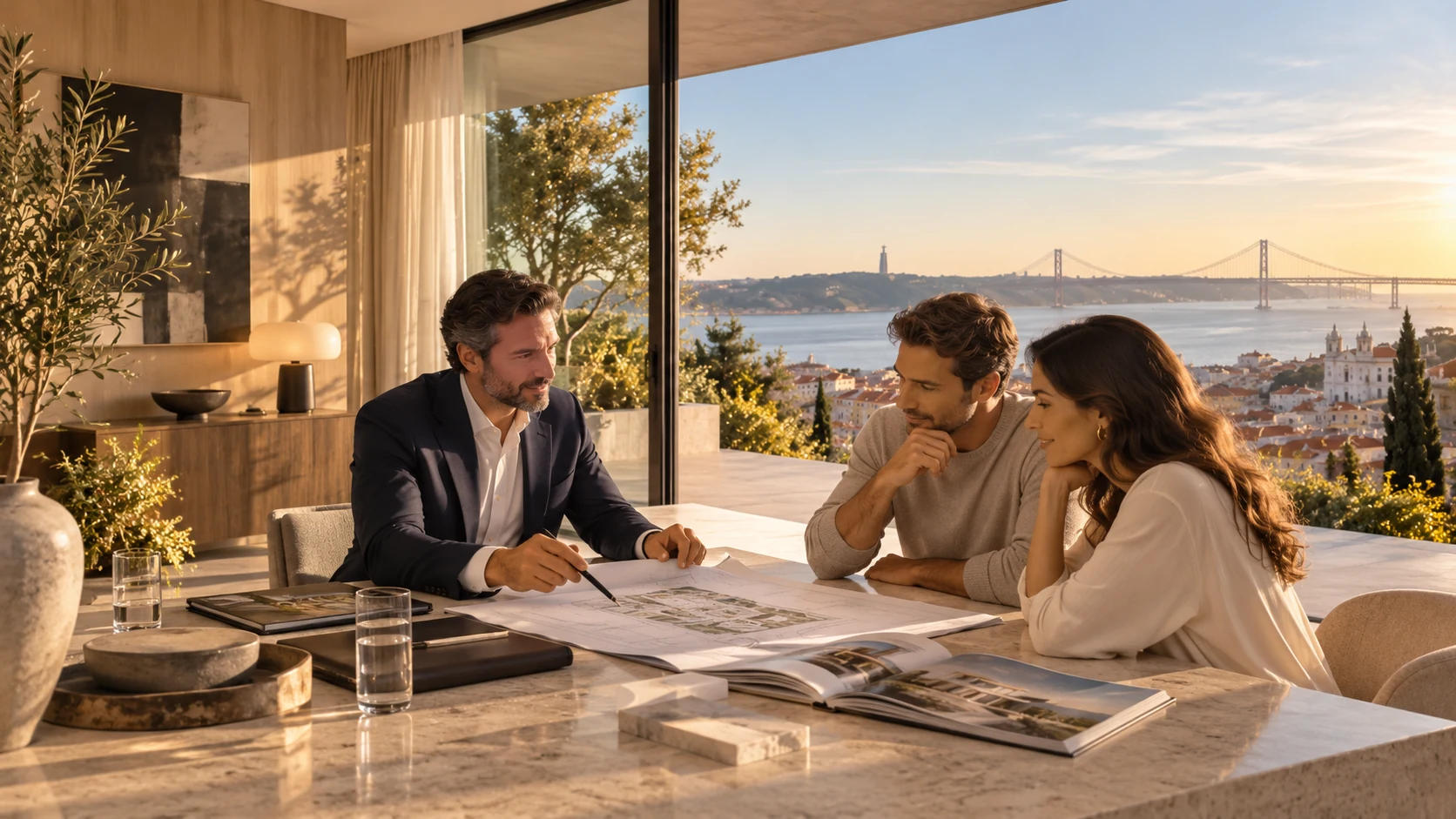 Property adviser reviewing a transaction with buyers